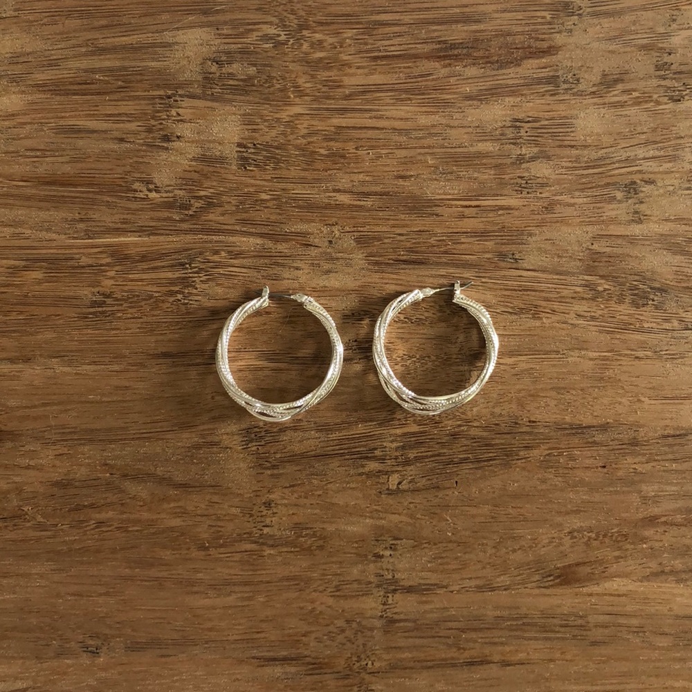 Twisted Hoop Sterling Silver Earrings